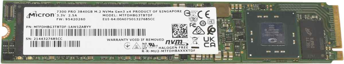 Micron 7300 PRO MTFDHBG3T8TDF SSD 3.84TB M.2 22110 PCIe Gen3.0 x4 NVMe