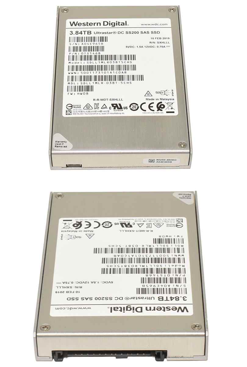 Western Digital Ultrastar DC SS200 3.84TB 2.5" 12G SAS SSD SDLL1MLR038T5CHS 0TS1468 R740 R730