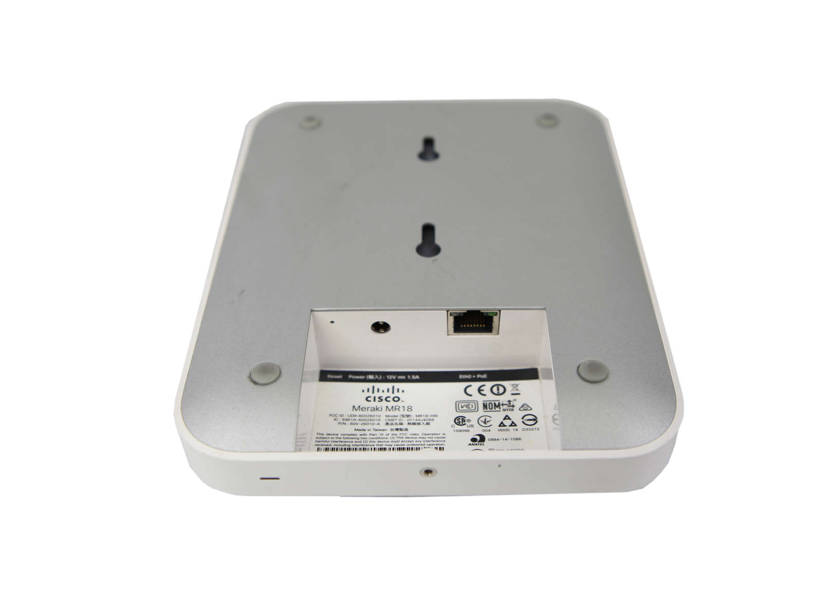 Cisco Meraki MR18 600-26010-A Dual-Band Cloud Managed WLAN AP 2x2 MIMO no PSU