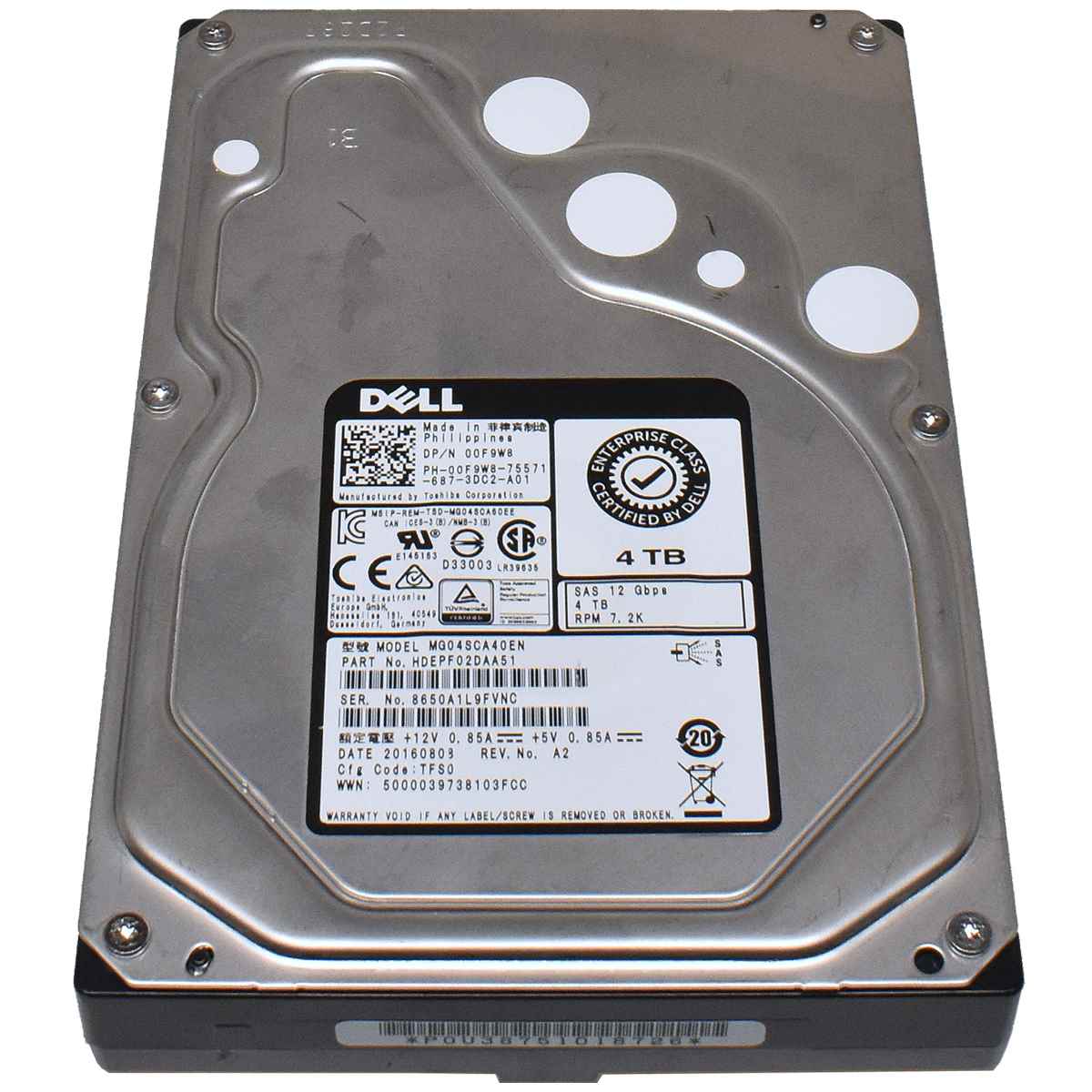 Dell HDD 4TB 3.5" 7,2K 12Gbps SAS MG04SCA40ENY Festplatte 01WVTT