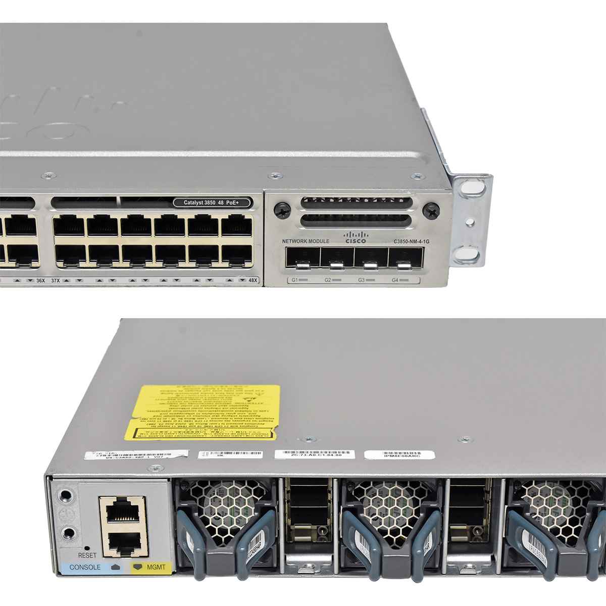 Cisco Catalyst WS-C3850-48P-L 48-Port PoE+ GE Switch + Module C3850-NM-4-1G 2x PSU Rack Ears