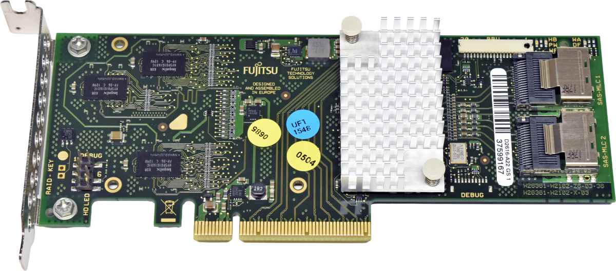 Fujitsu D2616-A22 GS1 6Gb PCle x8 SAS Raid Controller +BBU Controller Board FP