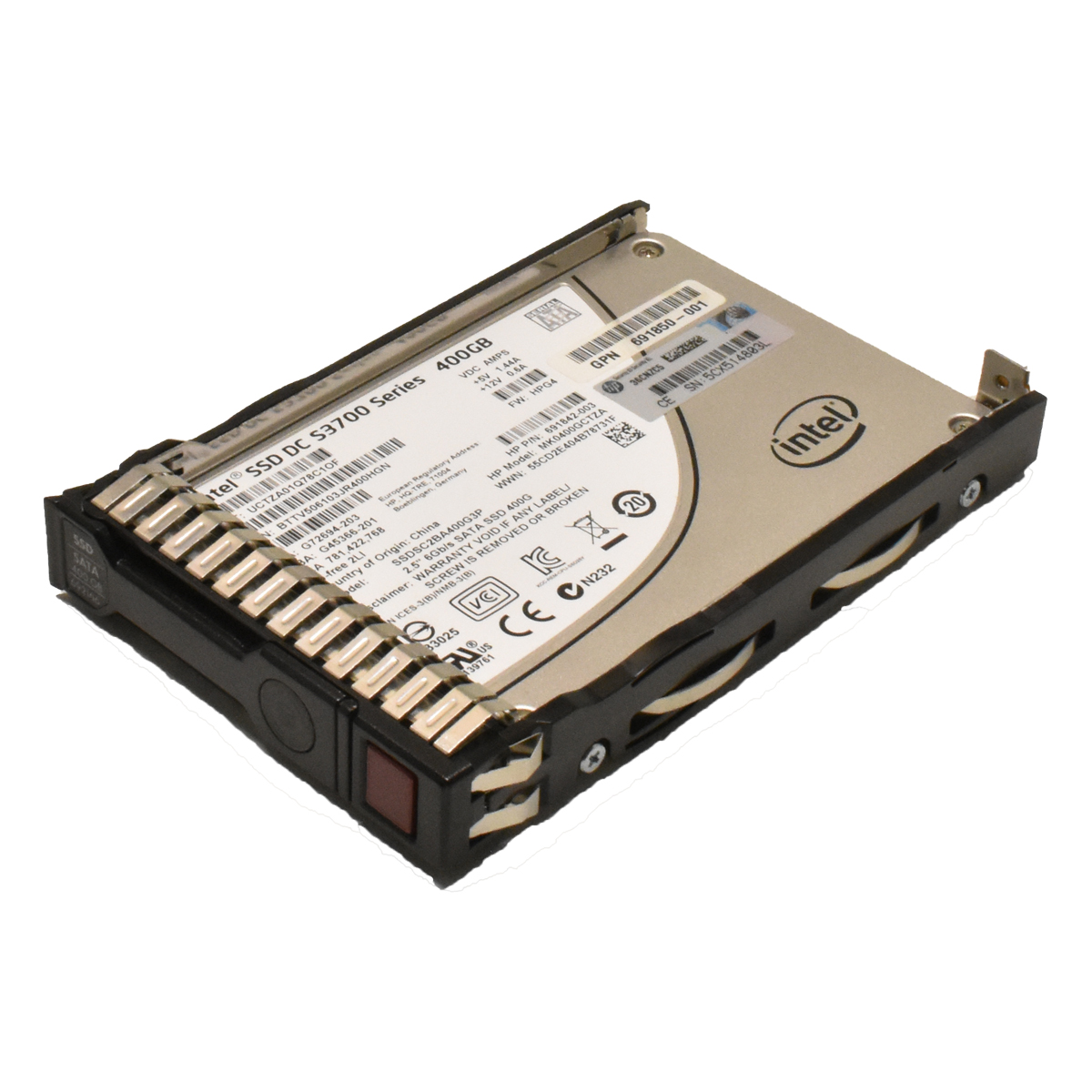 HP 400 GB 2.5“ 6Gbps SATA SSD Festplatte SSDSC2BA400G4P 804638-002 G8 G9 Rahmen 805387-001 804665-B21 HP 400GB 2.5“ 6G SATA SSD SSDSC2BA400G4P 804638-002 Proliant DL380 DL360 G10