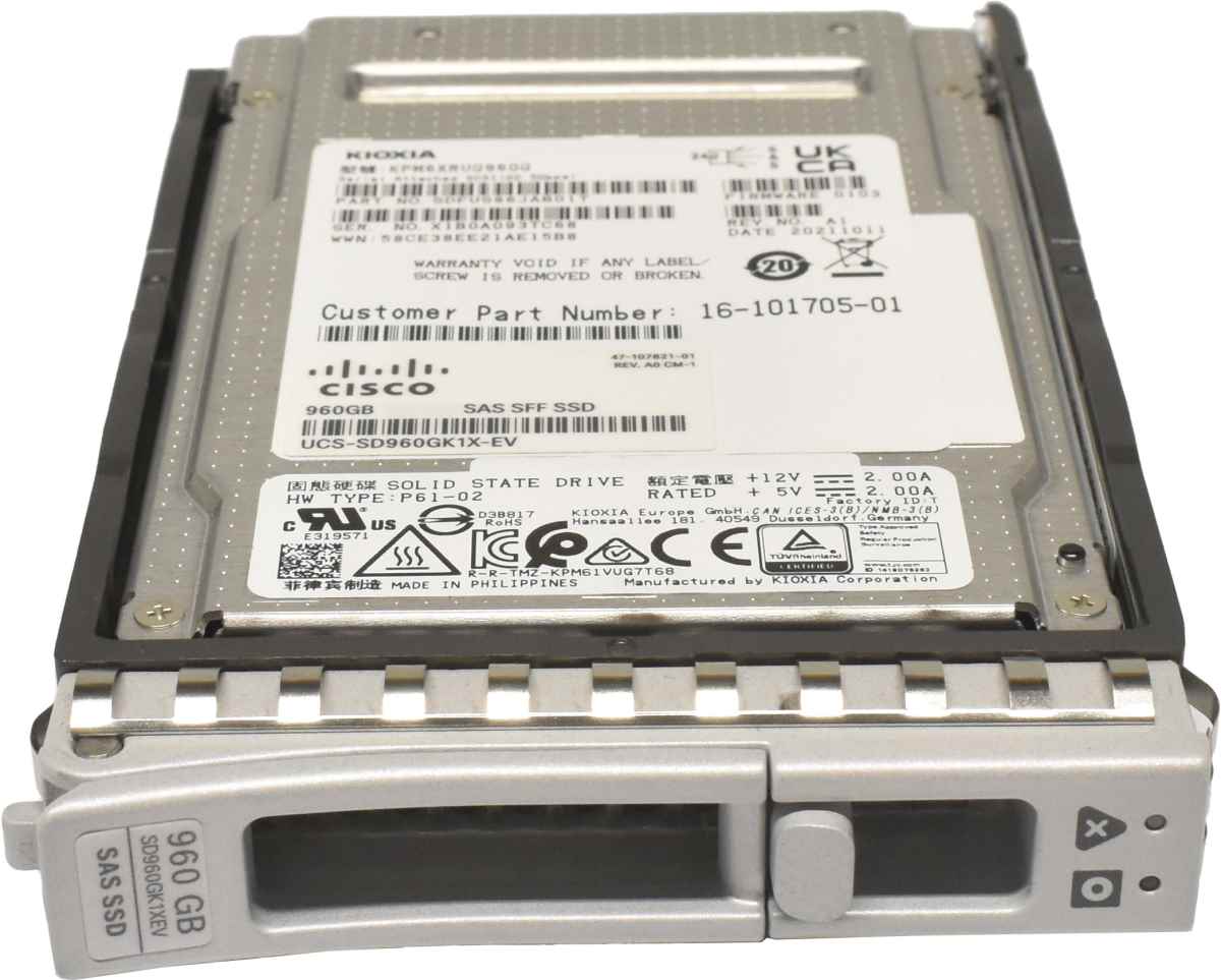 Cisco Kioxia 960GB 2.5" 24G SAS SSD KPM6XRUG960G UCS-SD960GK1X-EV Server Storage Cisco Kioxia 960GB 2.5" 24G SAS SSD KPM6XRUG960G UCS-SD960GK1X-EV Server Storage