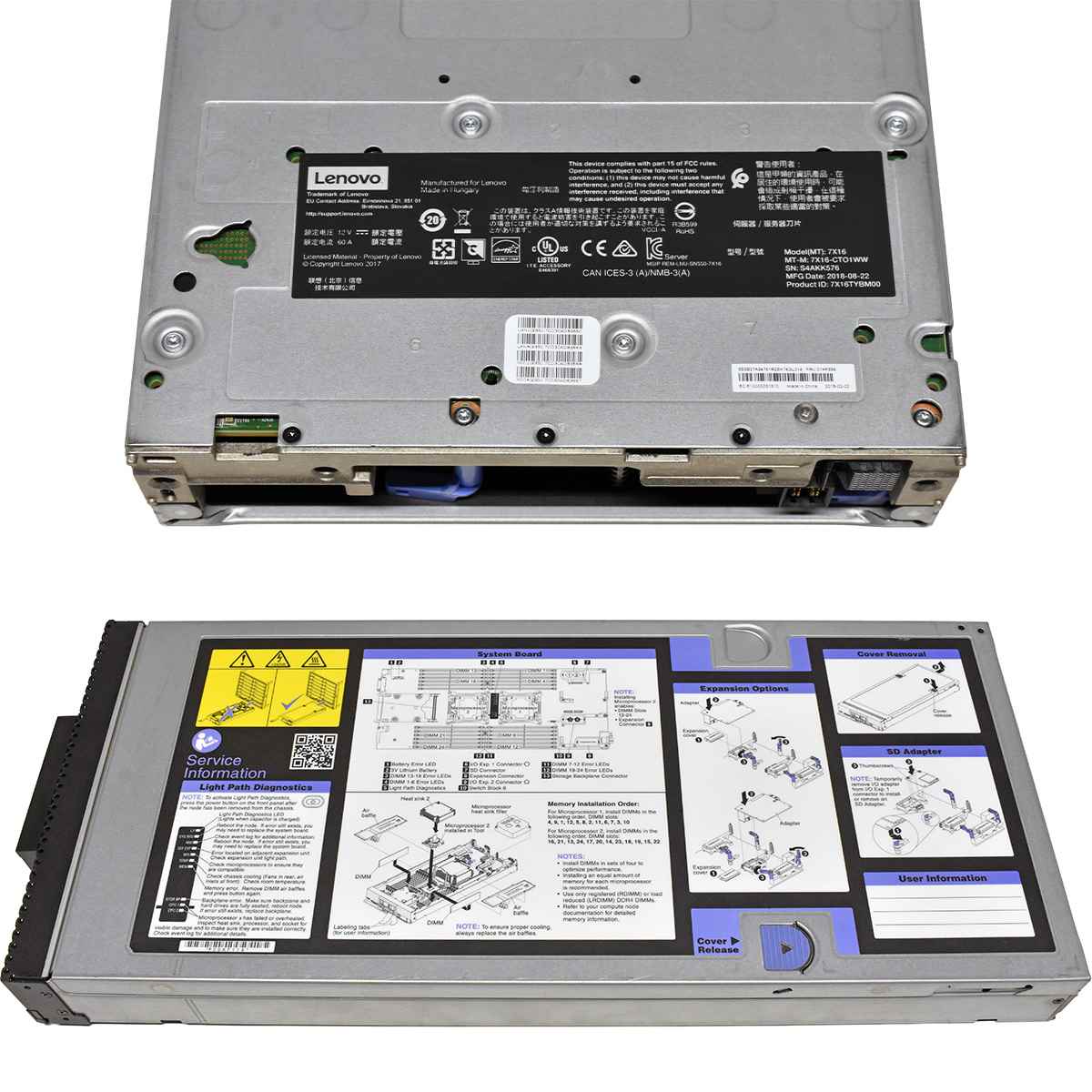 Lenovo ThinkSystem SN550 Blade 7X16 01KP356 +Heatsink +Caddys