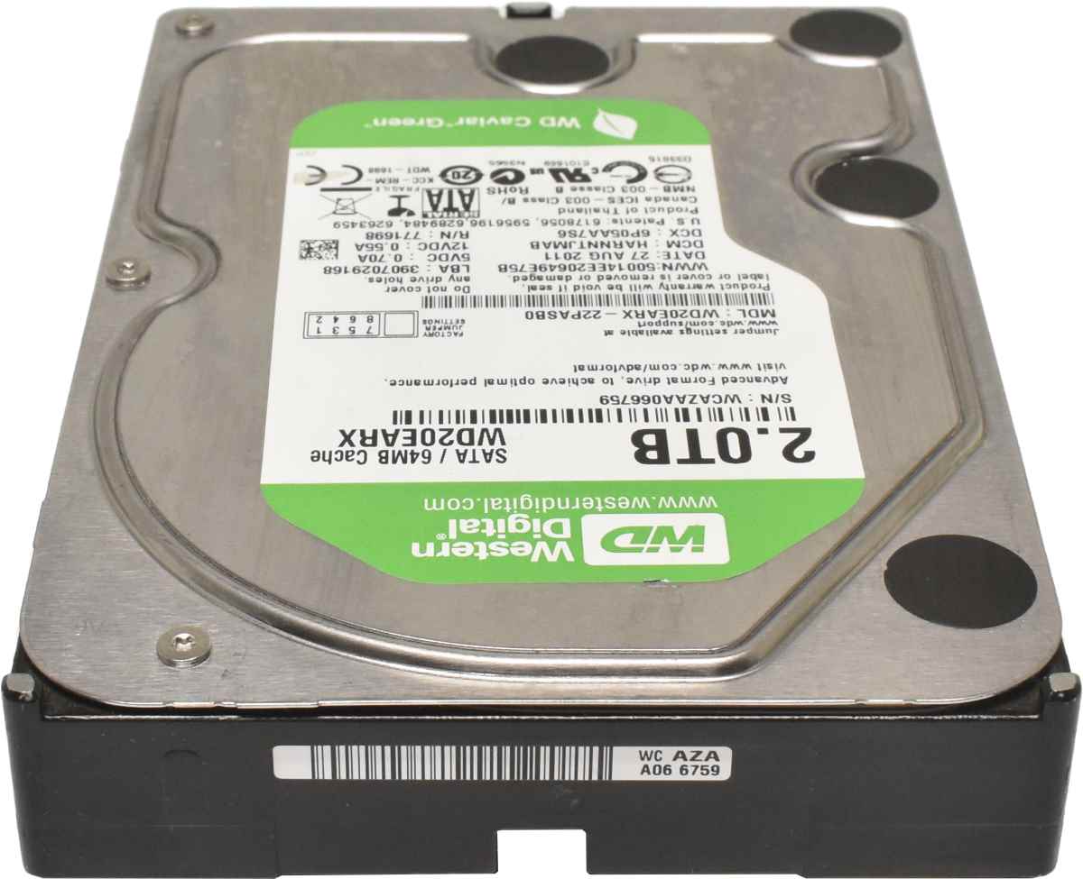 WD 2TB 3.5" 7.2K 6G SATA HDD Festplatte WD20EARX-22PASB0