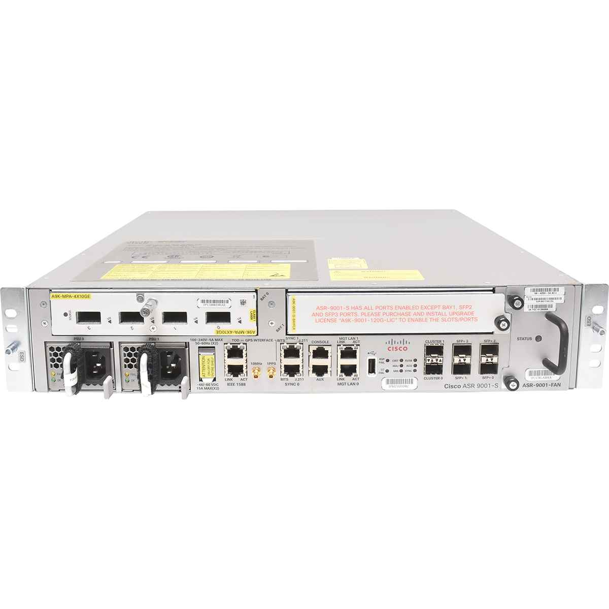 Cisco ASR-9001-S 68-4993-03 Aggregation Services Router 1x A9K-MPA-4X10GE 2x PSU Rack Ears