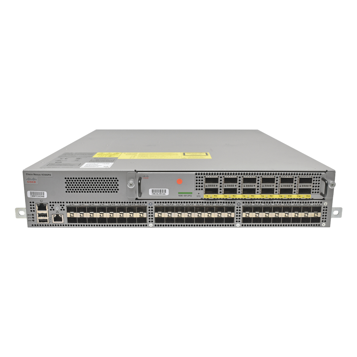 Cisco Nexus N9K-C9396PX 48-Port SFP+ 10GE Switch + Modul N9K-M12PQ 12 x 40G QSFP+ Rack Ears Cisco Nexus N9K-C9396PX 48-Port SFP+ 10GE Switch + Modul N9K-M12PQ 12 x 40G QSFP+ Rack Ears