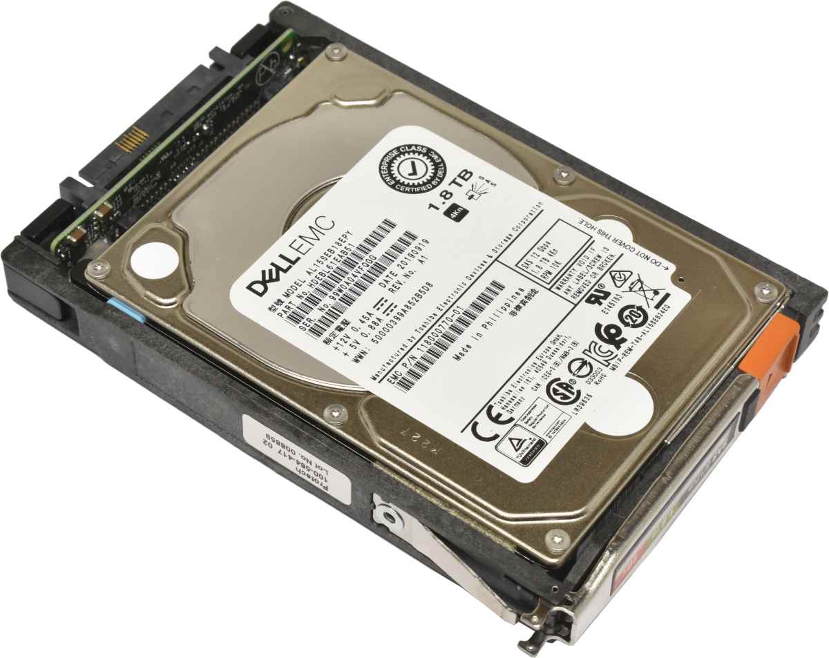 Dell EMC 1.8TB 2.5" 10K 12G SAS HDD Festplatte AL15SEB18EPY 118000770-01 mit EMC Rahmen