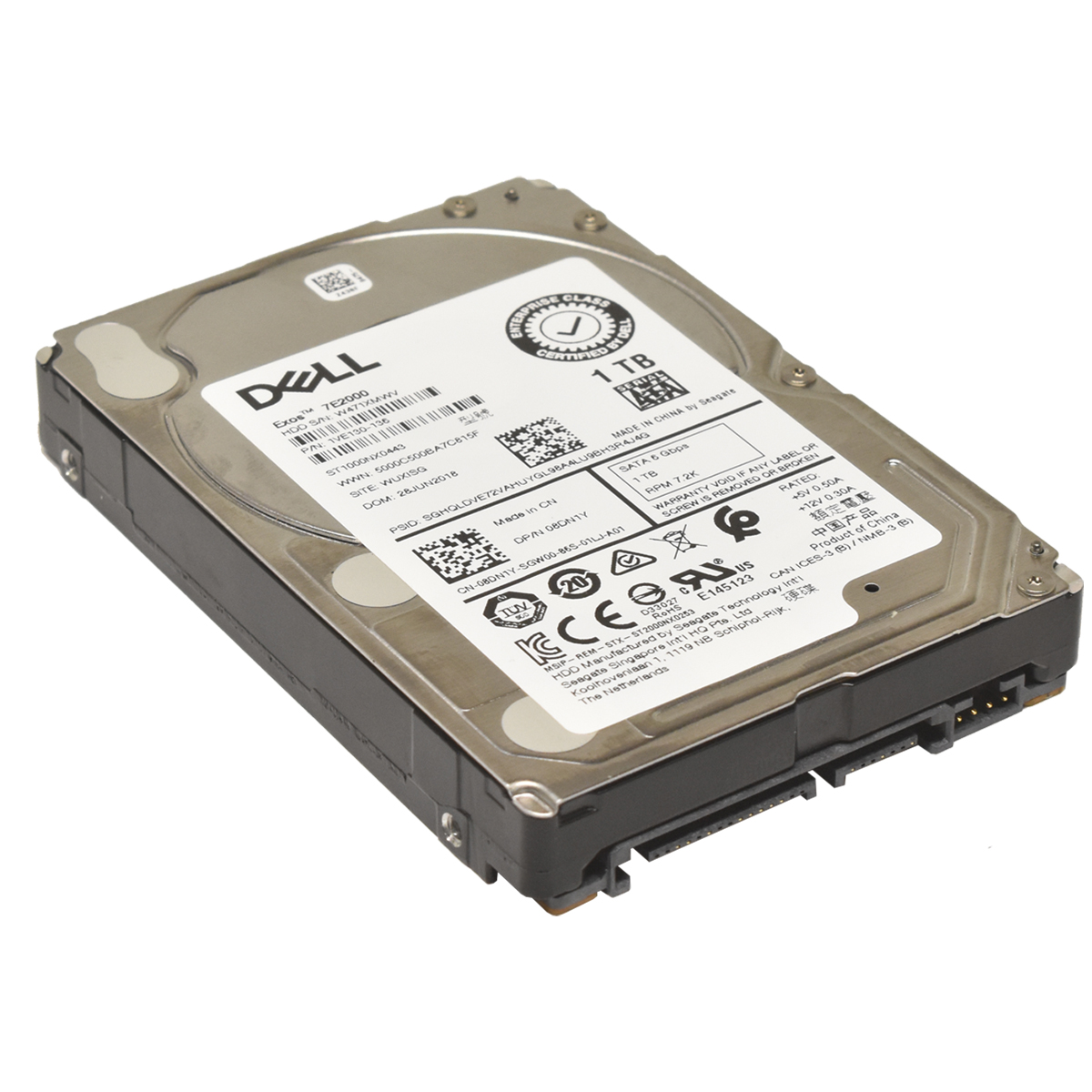 Dell Exos 7E2000 Seagate 1TB 2.5 Zoll SATA HDD Festplatte 7.2k 08DN1Y 1VE130-136 Dell Exos 1TB 2.5" 7.2K 6G SATA HDD Festplatte 08DN1Y PowerEdge R740
