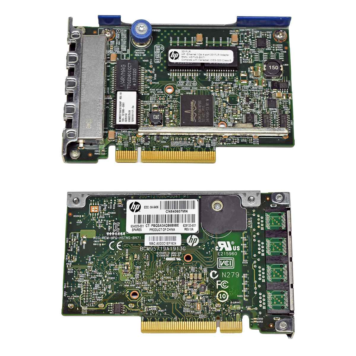 HP 331FLR 4-Port PCIe x8 Gigabit Ethernet Network Adapter 629133-001 634025-001 ohne Kühler HP 331FLR 4-Port PCIe x8 Gigabit Ethernet Network Adapter 629133-001 634025-001 ohne Kühler