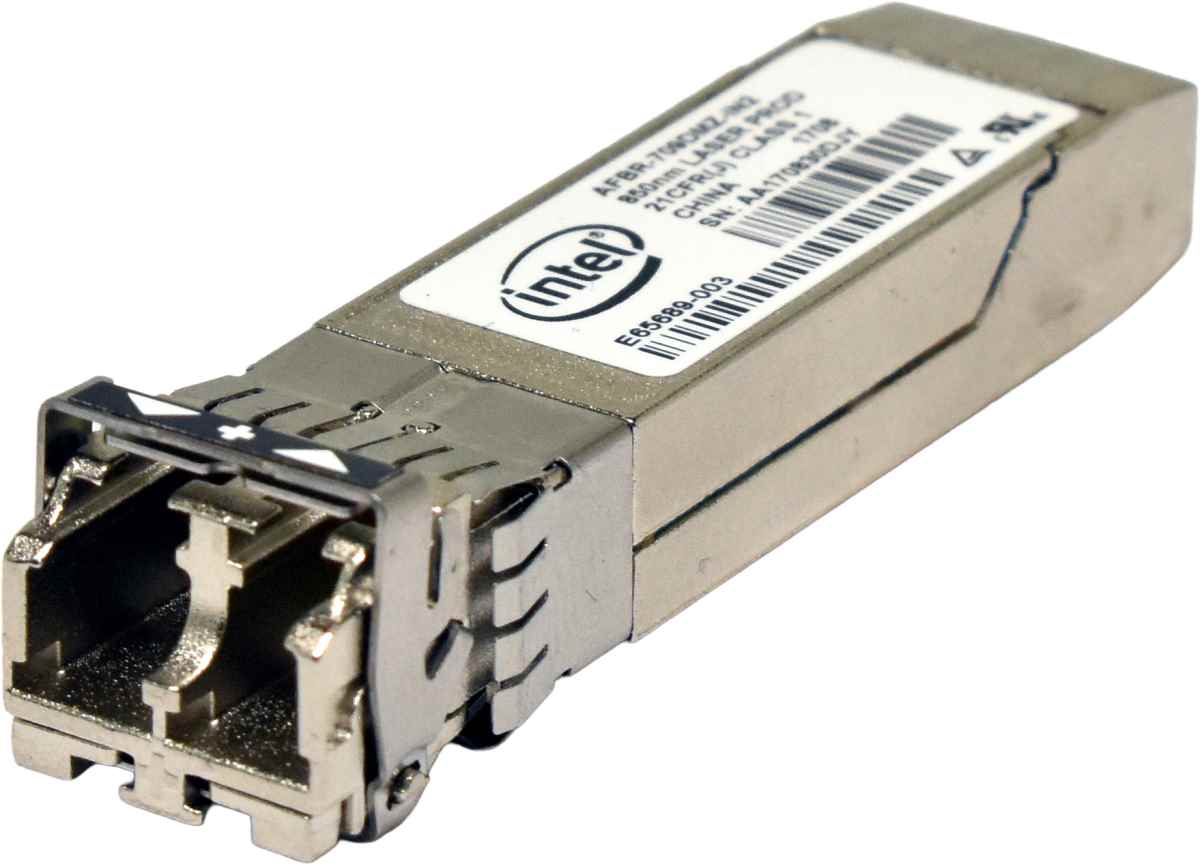 Intel Dell Avago E65689-003 0Y3KJN AFBR-709DMZ-IN2 10G SFP+ 850nm 300m LC Duplex Transceiver Module Intel Dell Avago E65689-003 0Y3KJN AFBR-709DMZ-IN2 10G SFP+ 850nm 300m LC Duplex Transceiver Module