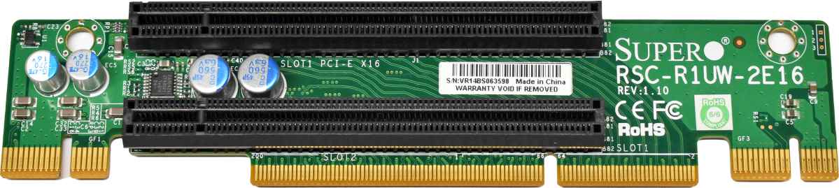 Supermicro RSC-R1UW-2E16 Duo-Slot PCIe x16 Riser Board Supermicro RSC-R1UW-2E16 Duo-Slot PCIe x16 Riser Board