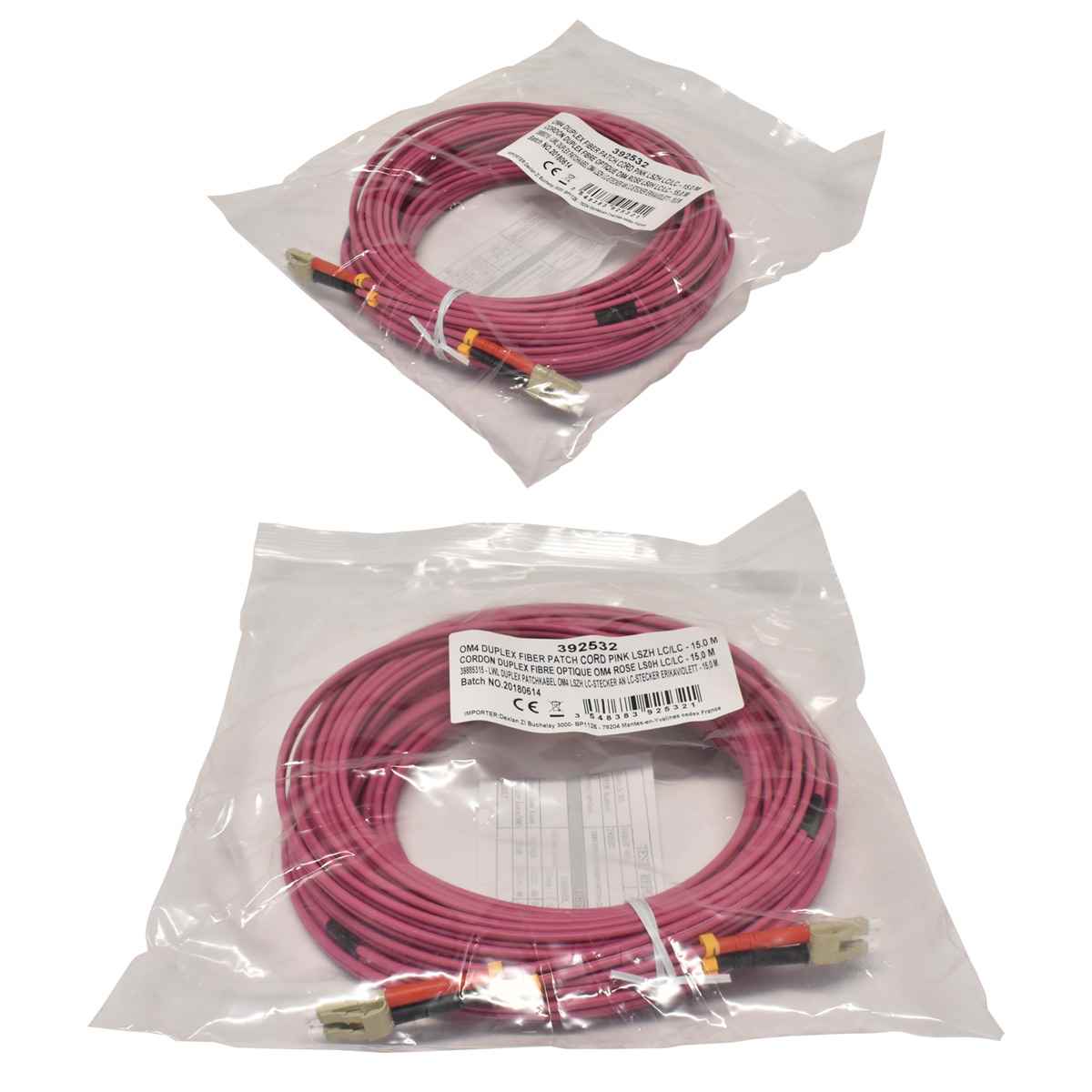 100 x Corning OM4 Duplex FIBER Patch Cord Pink LSZH LC/LC-15m NEU NEW