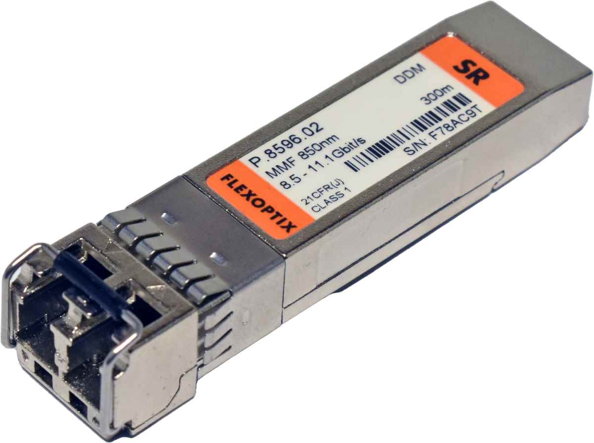 FlexOptix 10GBase-SR P.8596.02 850nm SMF 300m LC Duplex 8.5-11.1G SFP+ Transceiver Module