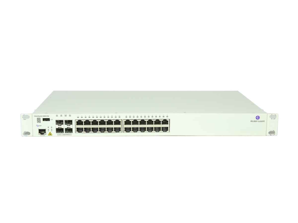Alcatel-Lucent OmniSwitch 6400-P24 24-Port PoE Switch 4x SFP 2x 10G Stack +Rack Ears Alcatel-Lucent OmniSwitch 6400-P24 24-Port PoE Switch 4x SFP 2x 10G Stack +Rack Ears