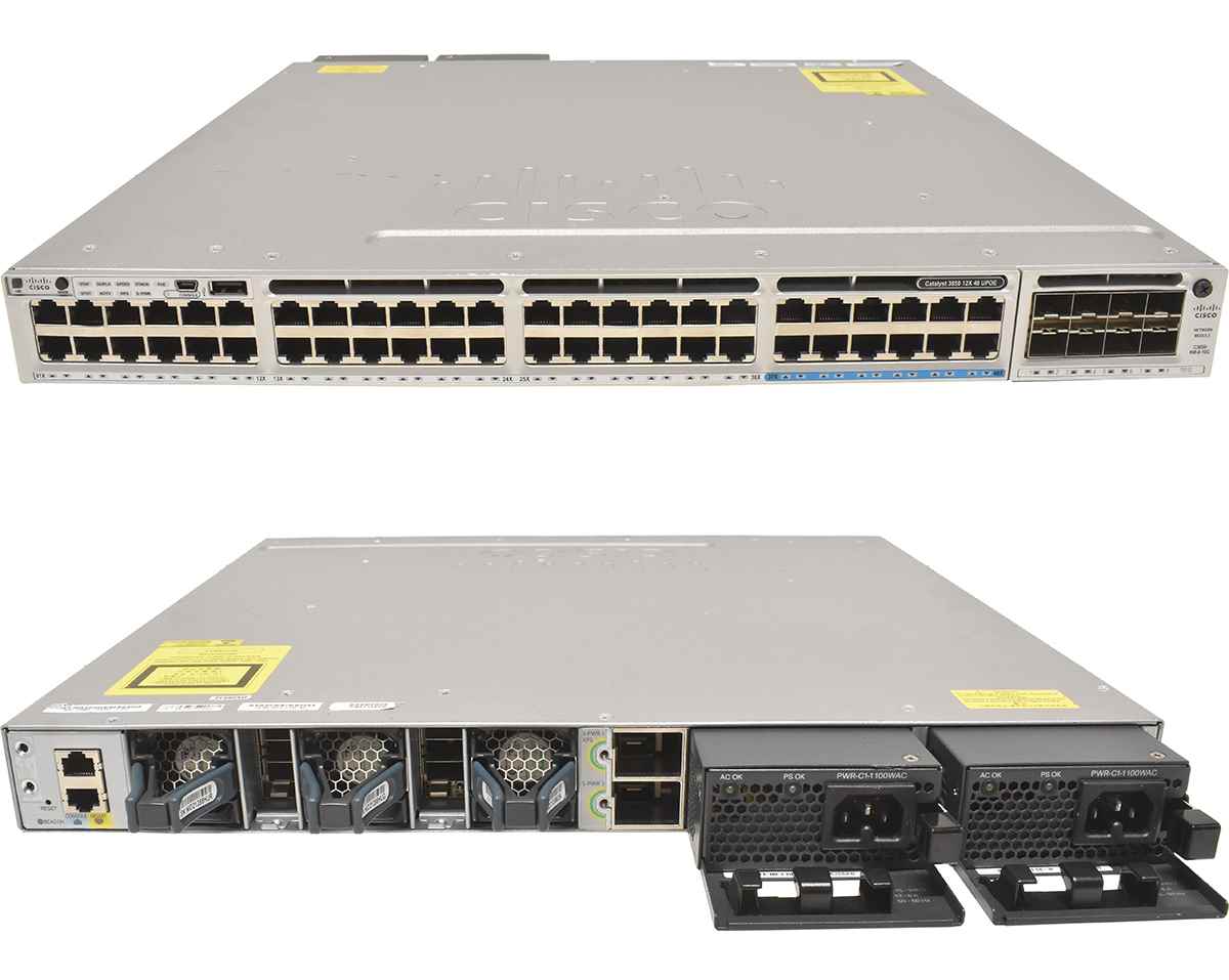 Cisco Catalyst WS-C3850-12X48U-L 48-UPoE GE (12x 10 GB) + C3850-NM-8-10G + 2x PSU