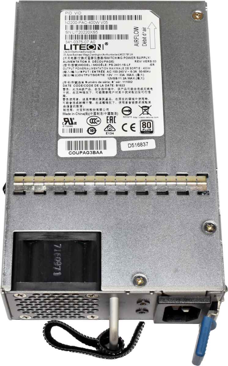 LiteOn Power Supply/Netzteil N2200-PAC-400W PS-2401-1S-LF 341-0375-07 für Nexus 2224TP 2232PP 2248TP LiteOn Power Supply/Netzteil N2200-PAC-400W PS-2401-1S-LF 341-0375-07 für Nexus 2224TP 2232PP 2248TP