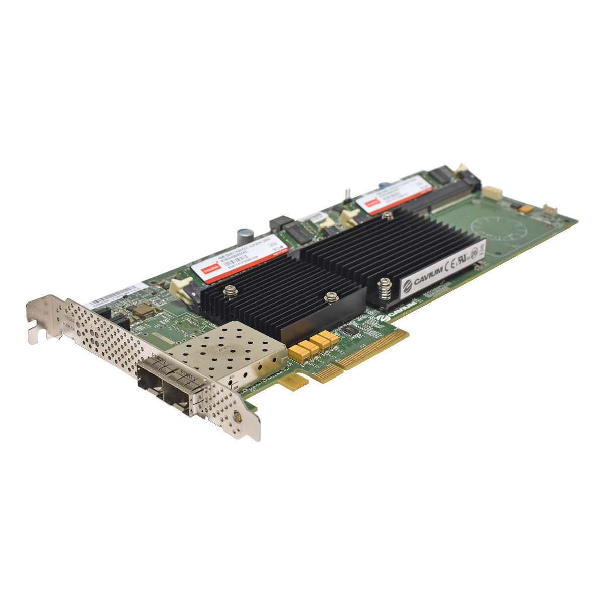 Cavium-CN6870C-210NV-M8-3-0-G-PCIe-x8-Netzwerkkart-002.jpg Cavium CN6870C-210NV-M8-2.0-G PCIe x8 Netzwerkkarte 2x4GB DDR3 Mini Dimm 2x SFP+ Ports
