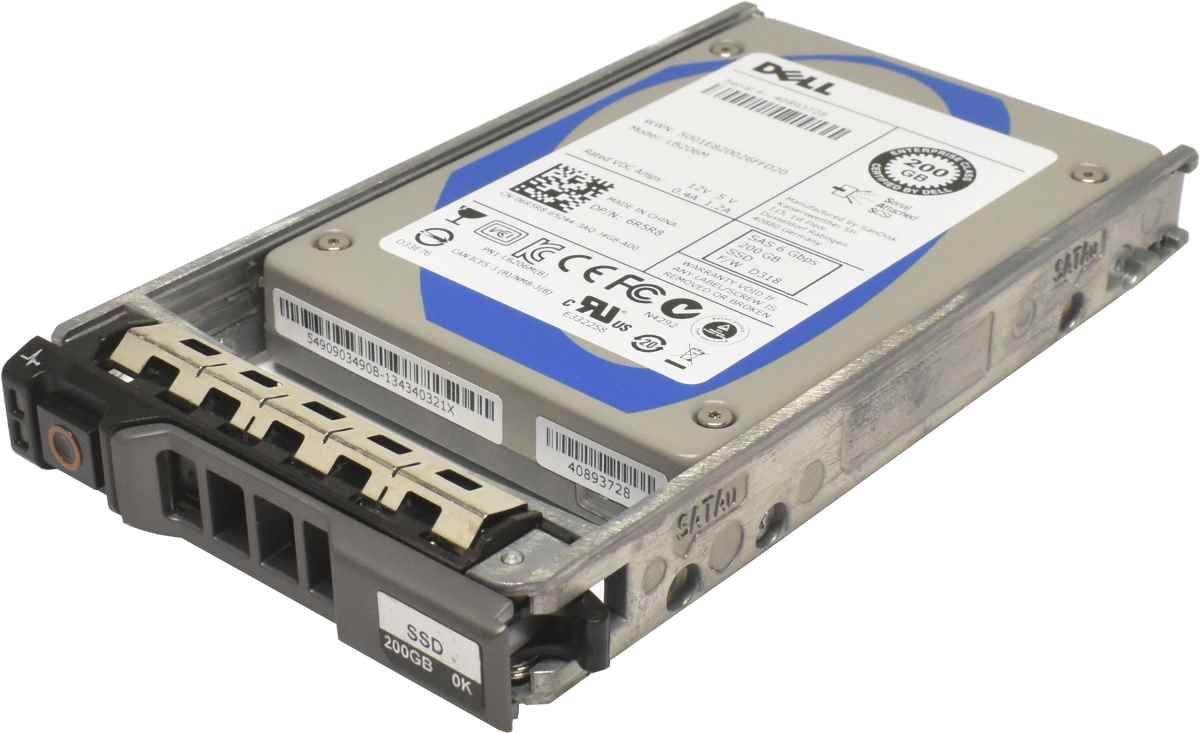 Dell 200GB 2.5" 6G SAS SFF SSD LB206M 6R5R8 + Rahmen