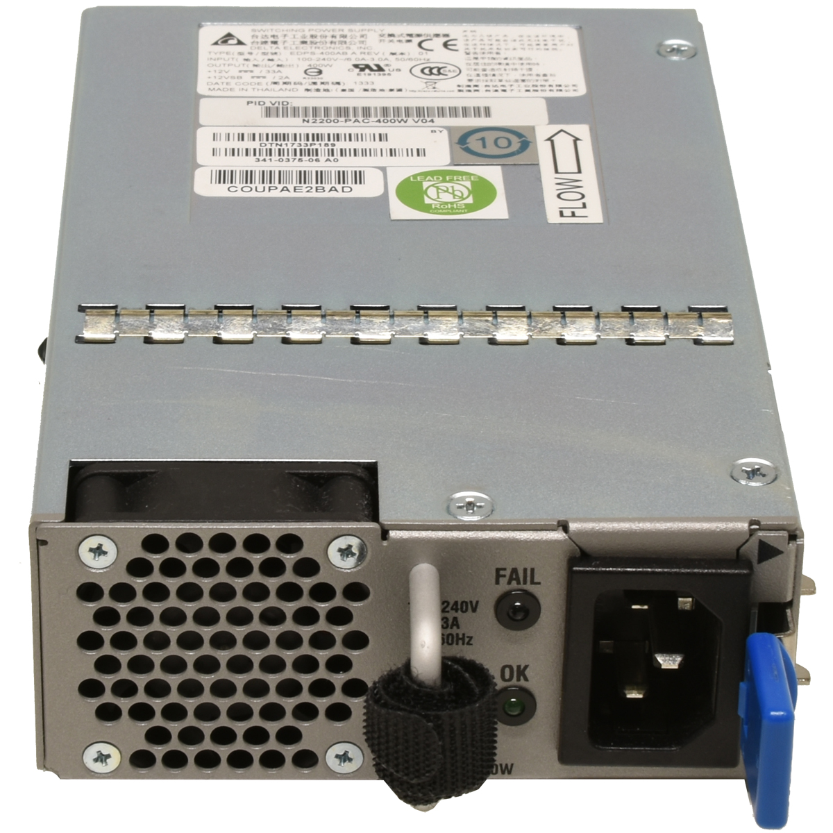 Delta Power Supply/Netzteil N2200-PAC-400W DPS-400AB-25 A 341-0375-07/08 für Nexus 2224TP 2248TP Delta Netzeil Power Supply N2200-PAC-400W EDPS-400AB Nexus 2224TP 2248TP