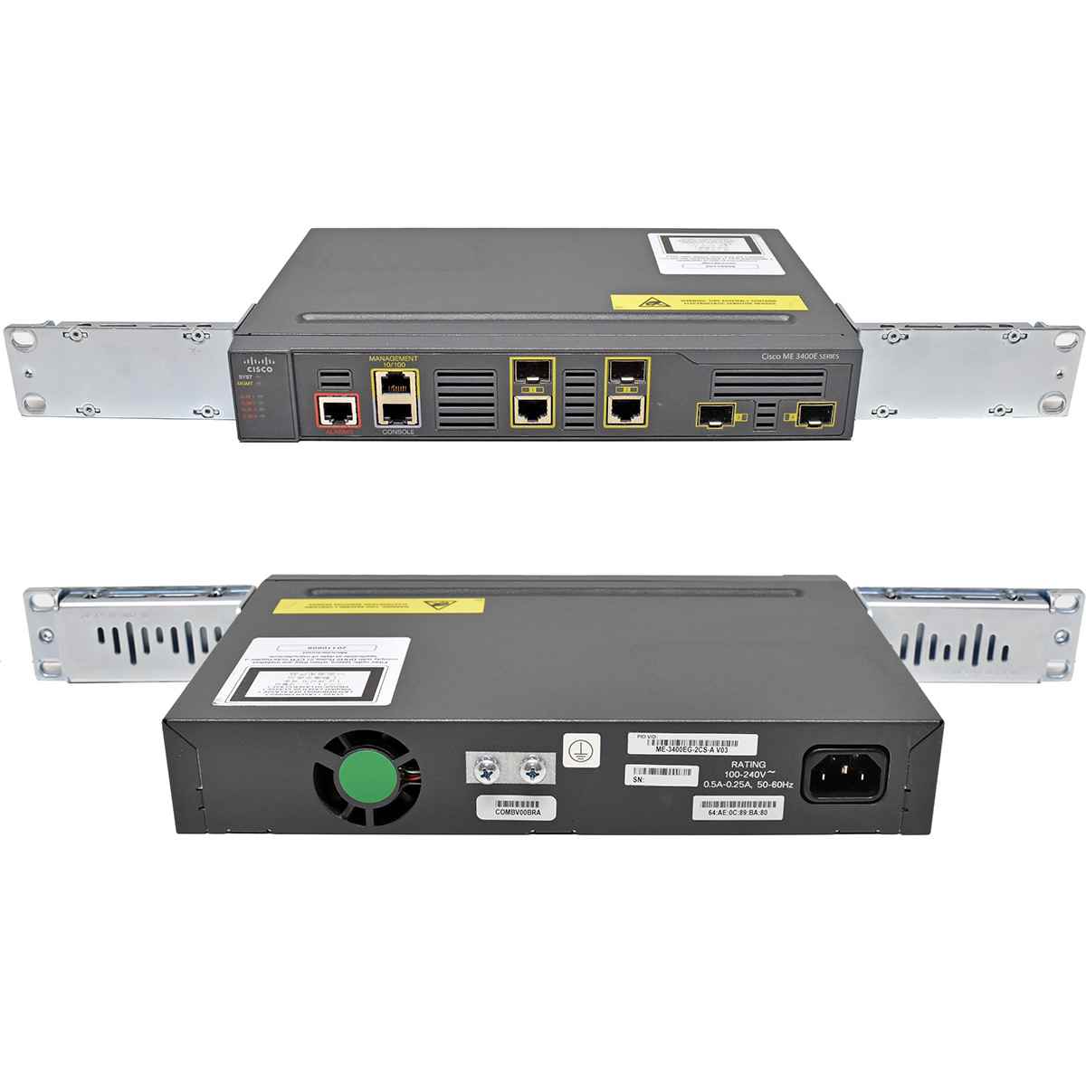 Cisco ME-3400EG-2CS-A Dual-Port RJ-45 GE Switch 4x SFP +Rack Ears