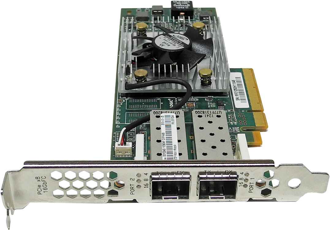 Lenovo QLogic QLE2662-LNVX Dual-Port 16Gb PCIe x8 FC Server Adapter 00Y3344 FP +2x GBICs
