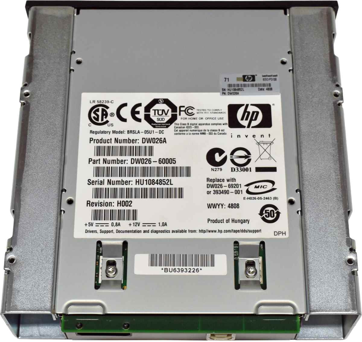 HP DAT 72 USB DW026A DW026-60005 internal Tape Drive 36GB / 72GB HP DAT 72 USB DW026A DW026-60005 internal Tape Drive 36GB / 72GB