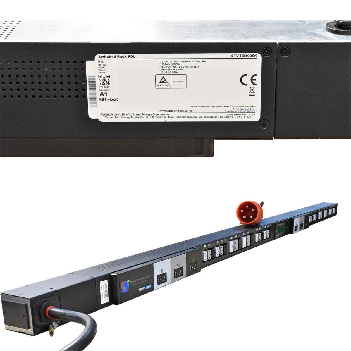 Server Technology Pro2 HDOT 3 Phasen PDU STV-FB4005K C2W36CE-4PAEL66/FB mit PIPS 12xC19 24xC13 Server Technology Pro2 HDOT 3 Phasen PDU STV-FB4005K C2W36CE-4PAEL66/FB mit PIPS 12xC19 24xC13