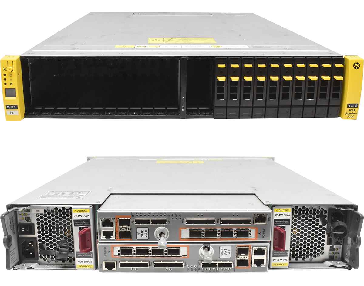 HP 3Par StorageServ 7200 QR482/3-63012 24Bay 2,5" 2x Controller QR511-63001 2x PSW HP 3Par StorageServ 7200 QR482/3-63012 24Bay 2,5" 2x Controller QR511-63001 2x PSW