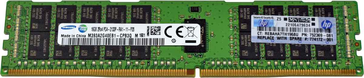 Samsung HP 16GB 2Rx4 PC4-2133P Server RAM ECC DDR4 M393A2G40EB1-CPB 752369-081 Samsung HP 16GB 2Rx4 PC4-2133P Server RAM ECC DDR4 M393A2G40EB1-CPB 752369-081