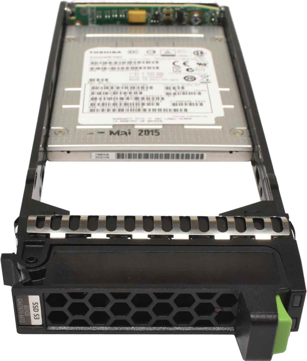 Fujitsu Toshiba 800GB 2.5" 12G SAS SSD PX02SMF080 SDFCP91FBA mit Rahmen CA07670-E672