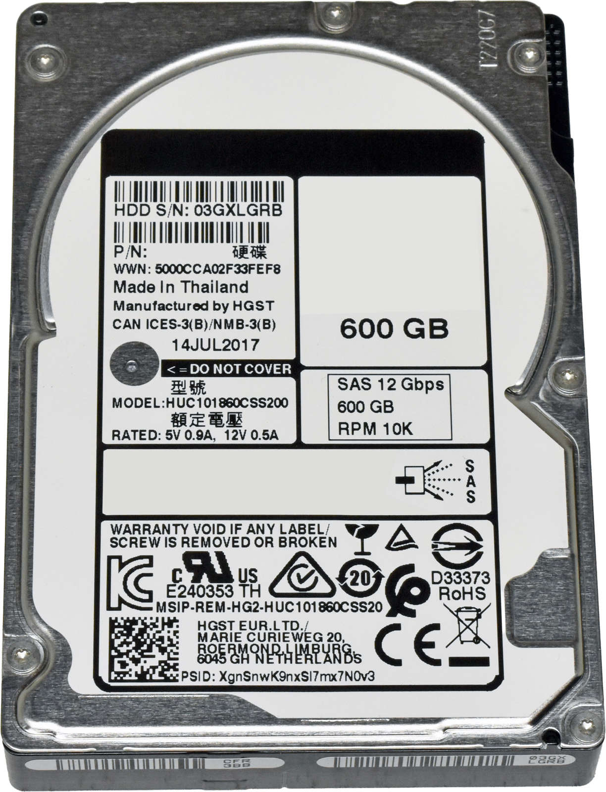 HGST-600GB-2-5-10K-128MB-Cache-12G-SAS-SED-HDD-HUC-003.jpg HGST 600GB 2.5" 10K 128MB Cache 12G SAS SED HDD HUC101860CSS200