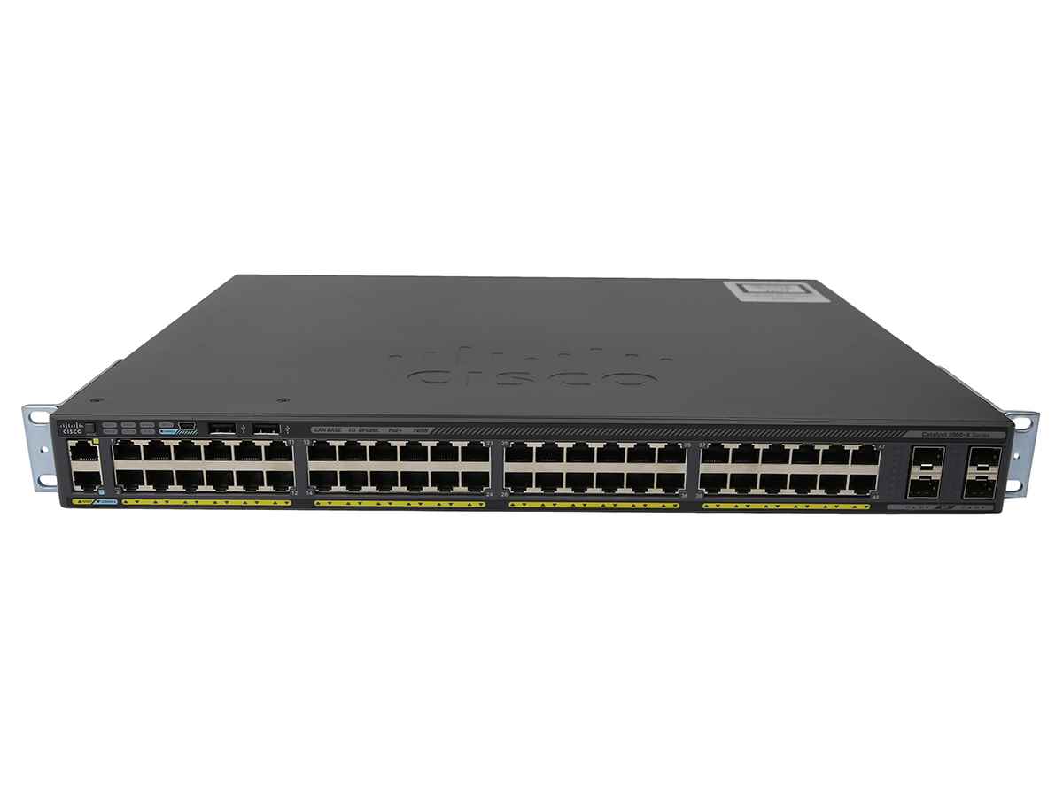 Cisco WS-C2960X-48FPS-L 48-Port PoE+ RJ-45 GE Switch 4x SFP +Rack Ears