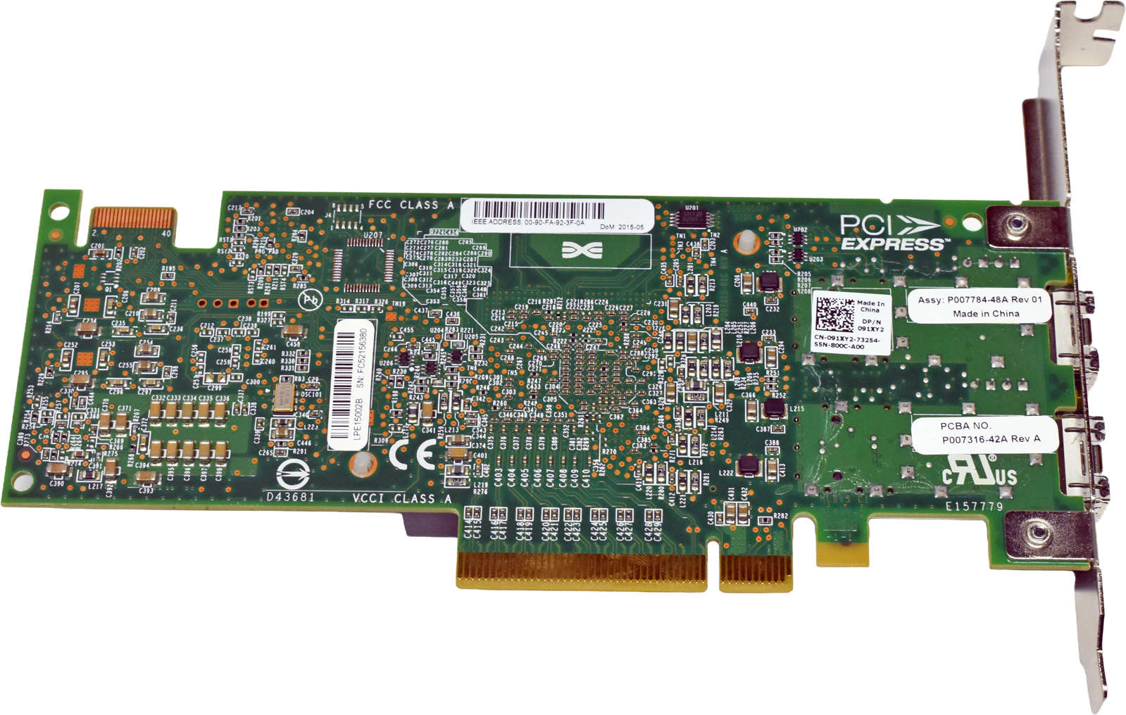 Dell Emulex 091XY2 LPE15002B Dual-Port 8G SFP+ PCIe3 x8 FC HBA FP