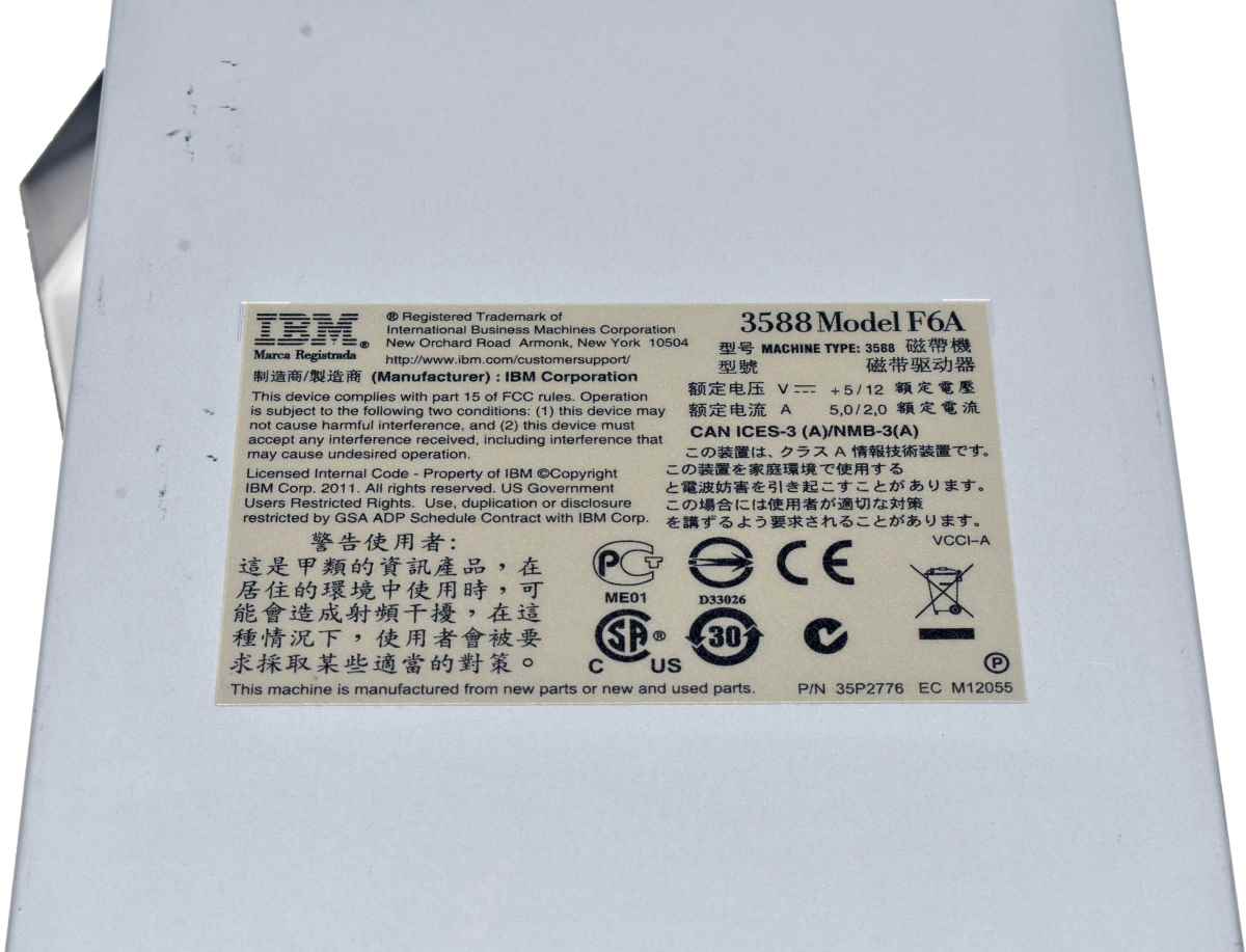 IBM 3588-F6A LTO Ultrium 6 LTO-6 FH 35P2776 39U3420 2x 8G FC Tape Drive +Caddy for 3584 IBM System Storage TS3500 IBM 3588-F6A LTO Ultrium 6 LTO-6 FH 35P2776 39U3420 2x 8G FC Tape Drive +Caddy for 3584 IBM System Storage TS3500