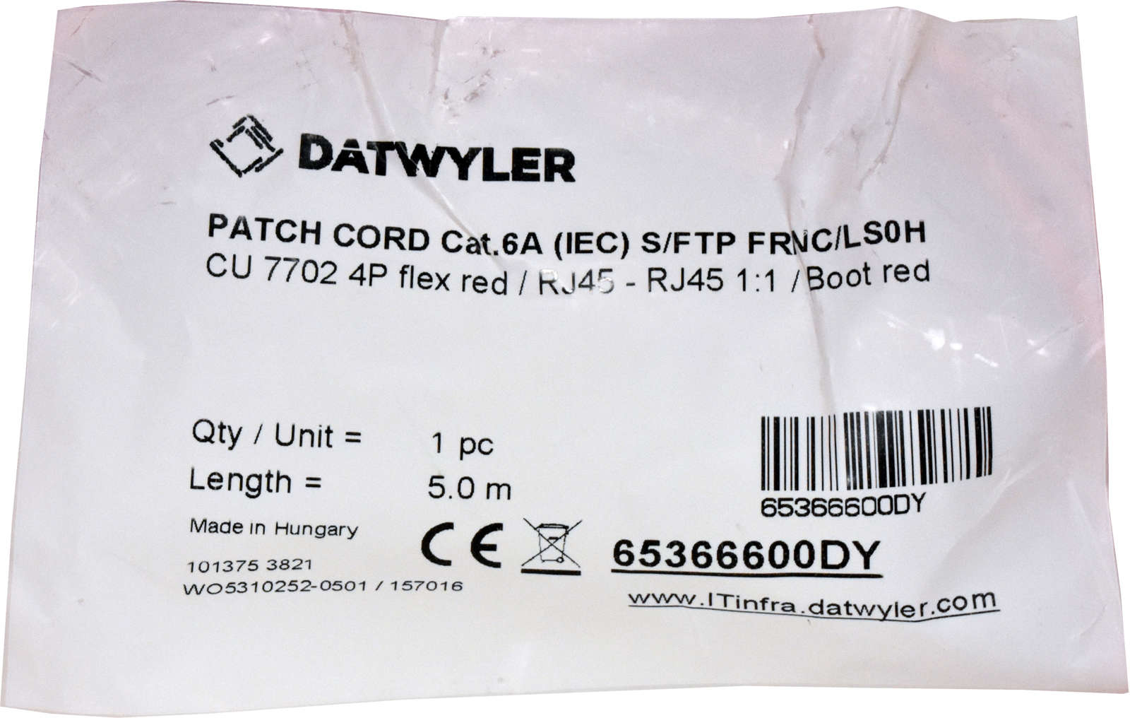 Dätwyler-5m-65366600DY-Copper-Patch-Cord-RJ-45-Cat-004.jpg Dätwyler 5m 65366600DY Copper Patch Cord RJ-45 Cat.6A IEC red NEW NEU