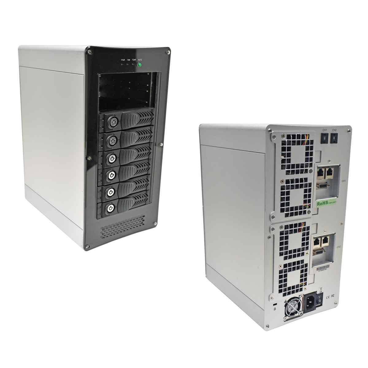 Rasco NA760B 8-Bay Tower Hot-Swap SATA Gehäuse + 6 Caddys Rasco NA760B 8-Bay Tower Hot-Swap SATA Gehäuse + 6 Caddys