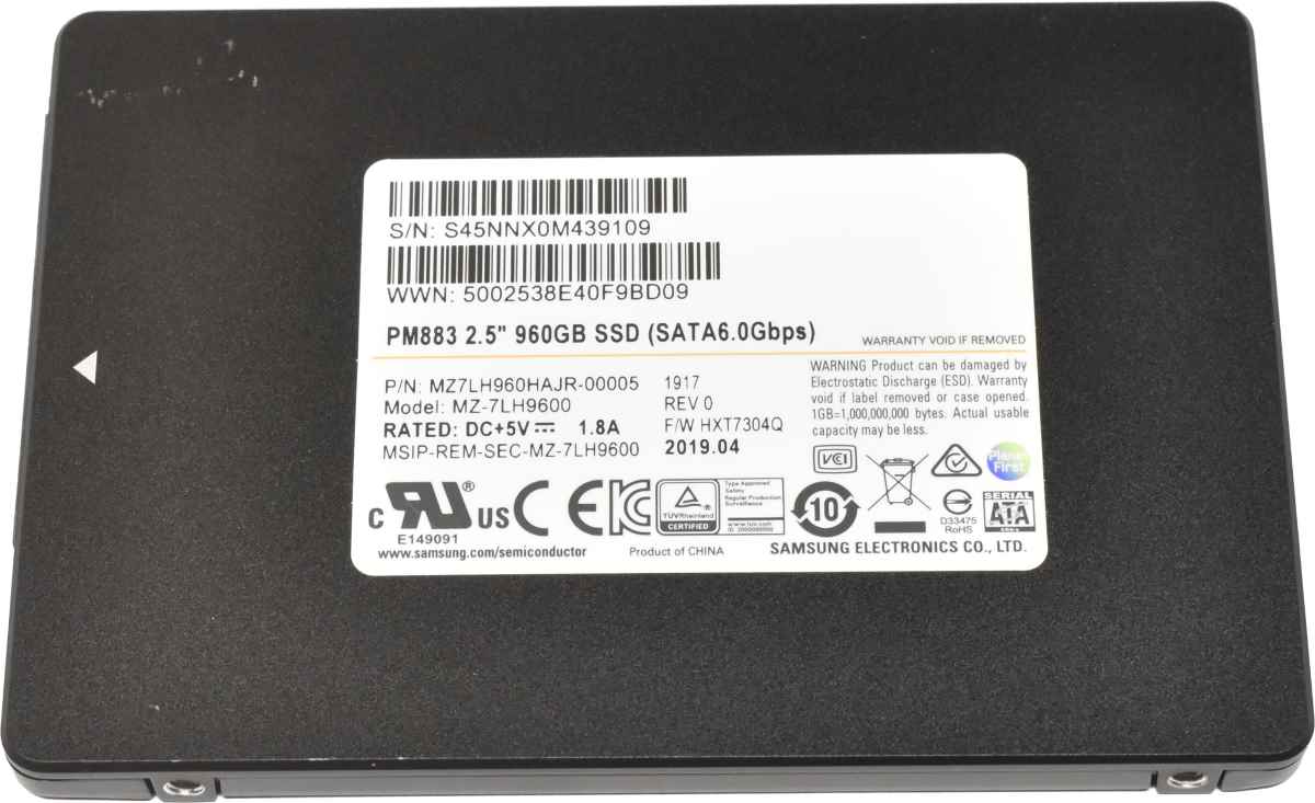Samsung PM883 960GB 2.5" 6G SATA SSD MZ-7LH9600 Server Storage