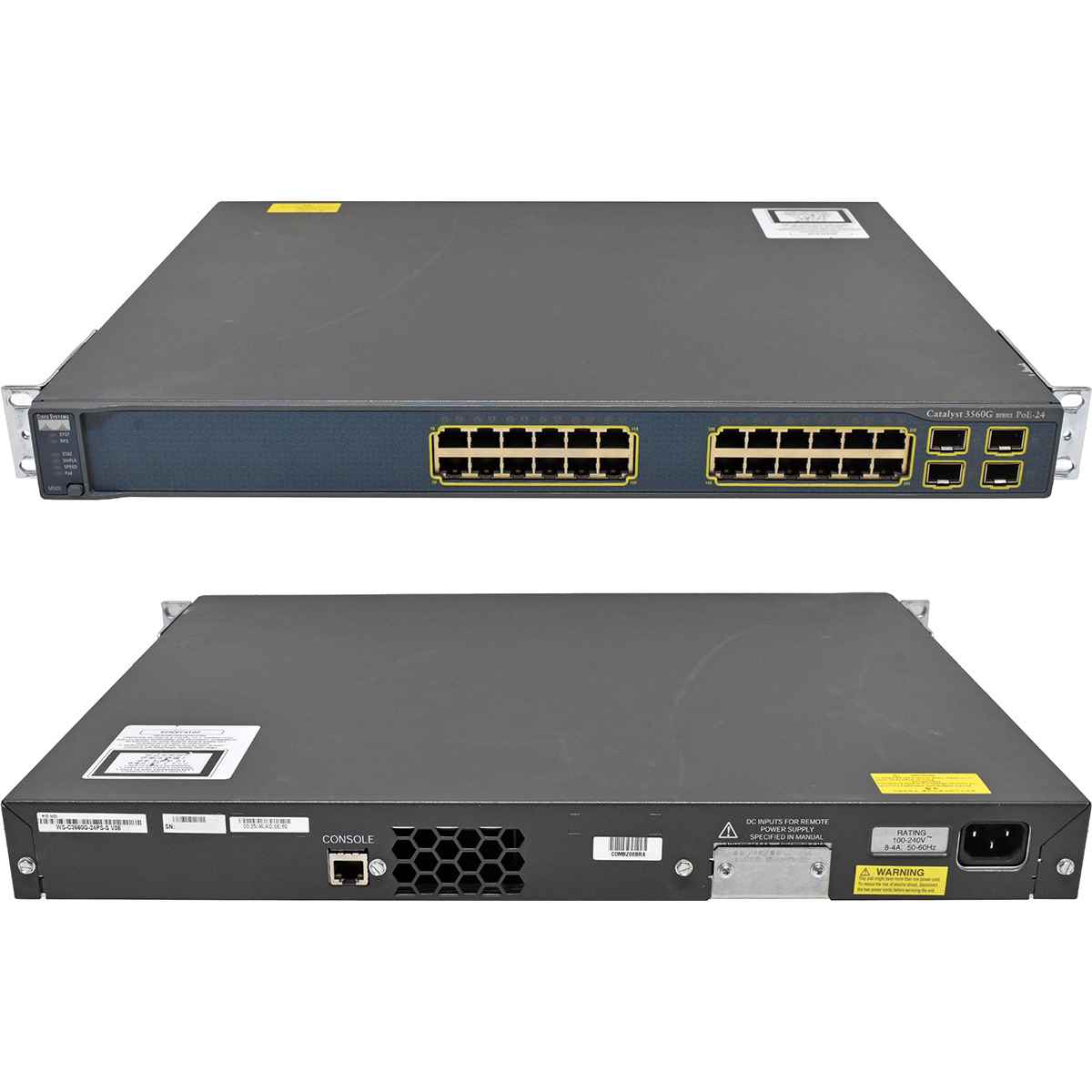 Cisco Catalyst WS-C3560G-24PS-S 24-Port PoE Gigabit Ethernet Switch 4x SFP Rack Ears