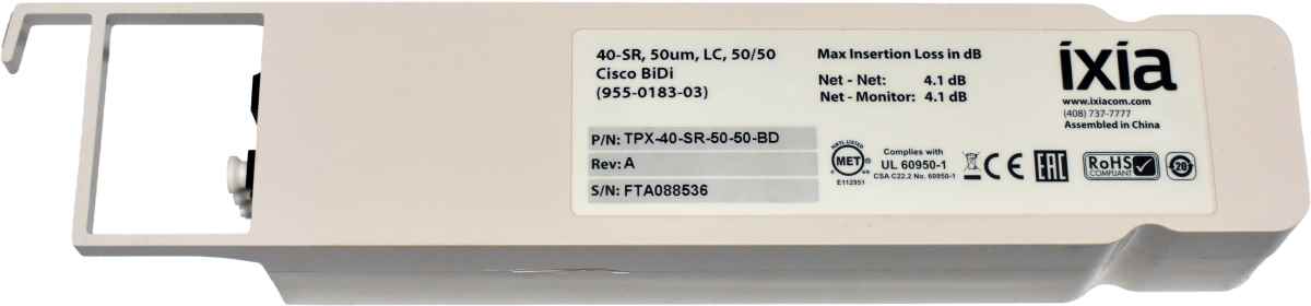 Ixia Assembly Rack RK-FLEX-24 12x Flex Tap Cisco BiDi TPX-40-SR-50-50-BD Ixia Assembly Rack RK-FLEX-24 5x Flex Tap Cisco BiDi TPX-40-SR-50-50-BD