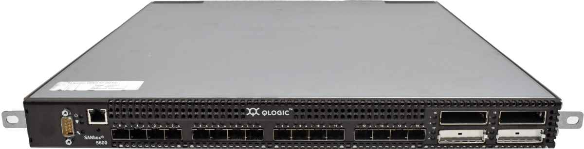 QLogic SANbox 5602 SB5602Q-08A B 31422-07 C 16-Port SFP Stackable FC Switch +5 Mini GBICs QLogic SANbox 5602 SB5602Q-08A B 31422-07 C 16-Port SFP Stackable FC Switch +5 Mini GBICs