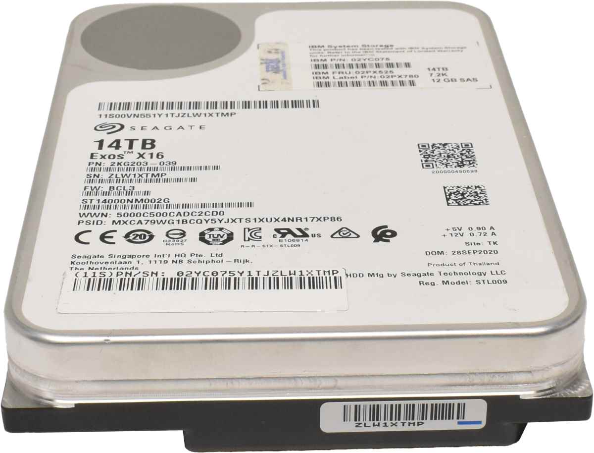 IBM Seagate Exos X16 14TB 02YC075 02PX525 ST14000NM002G 3.5" 7.2K 12G SAS HDD Festplatte