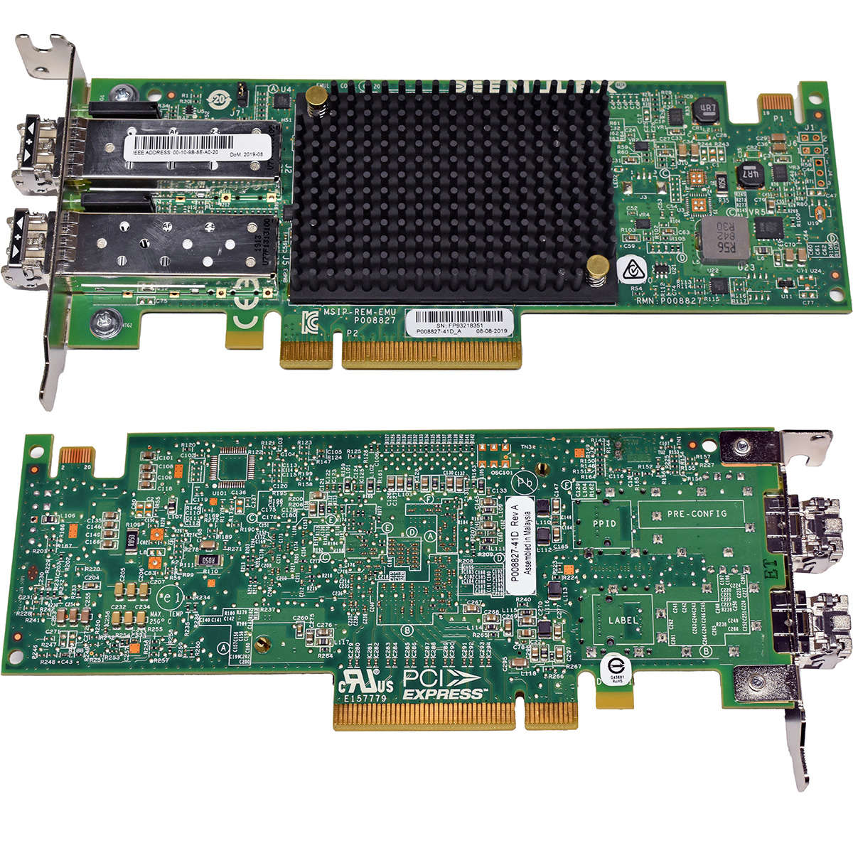 Emulex-P008827-Dual-Port-10Gb-s-PCIe-x8-FC-Host-Bu-006.jpg Emulex P008827 Dual-Port 10Gb/s PCIe x8 FC Host Bus Adapter P008827-41D LP
