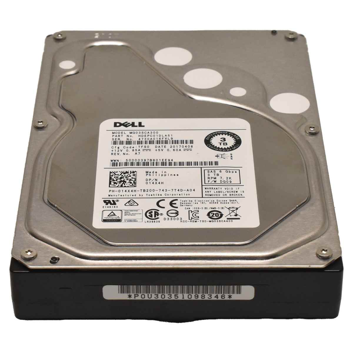 DELL Toshiba 3TB 3.5" 7.2K 6G SAS HDD Festplatte MG03SCA300 014X4H