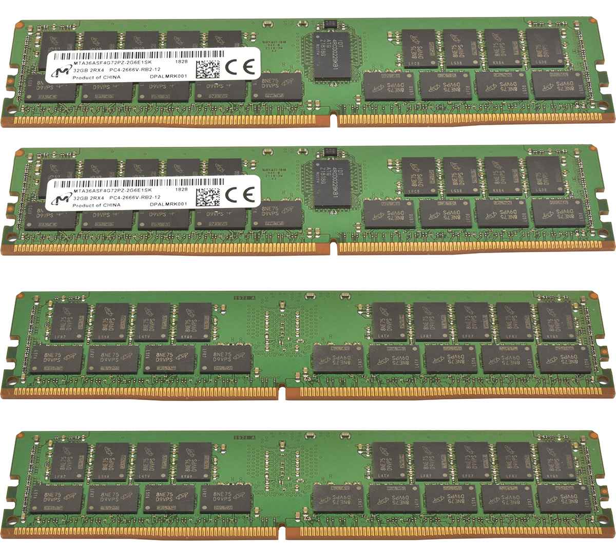 128 GB Micron 4x 32GB 2Rx4 PC4-2666V-RB2-12 Server RAM ECC DDR4 MTA36ASF4G72PZ-2G6E1
