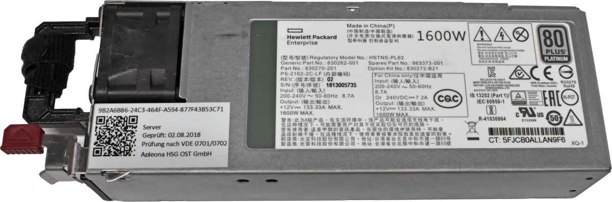 HP DL360/380 Gen10 Power Supply 830270-201 Netzteil 1600W HSTNS-PL62 863373-001