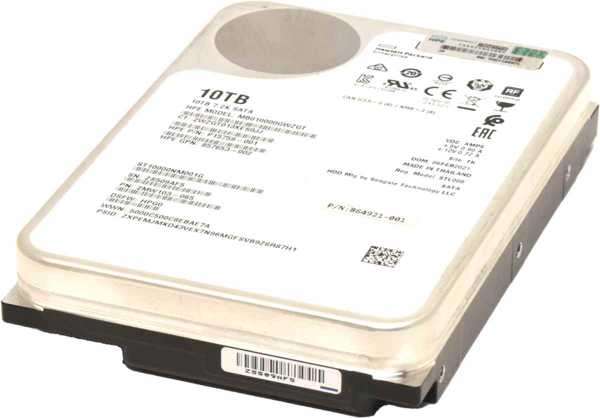 Seagate Exos Enterprise X16 10TB 6G 7,2K SATA HDD Festplatte ST10000NM001G HP P15759-001