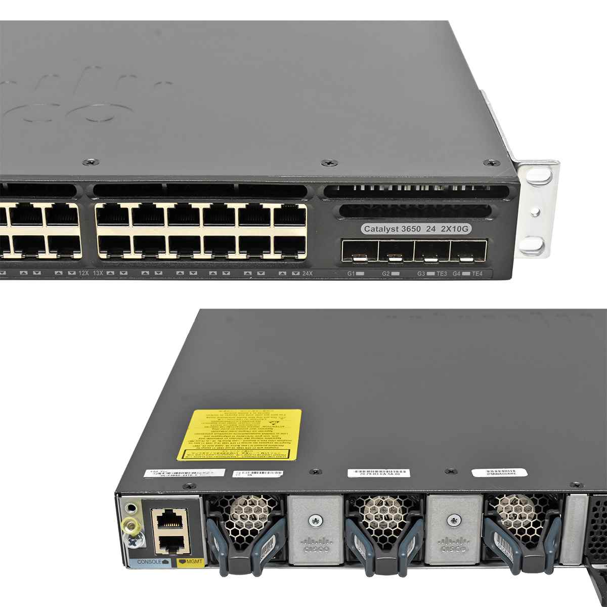 Cisco Catalyst WS-C3650-24TD-S 24-Port RJ-45 GE Switch 2x 10G SFP+ 2x 1G SFP +Rack Ears 1x PSU Cisco Catalyst WS-C3650-24TD-S 24-Port RJ-45 GE Switch 2x 10G SFP+ 2x 1G SFP +Rack Ears 2x PSU