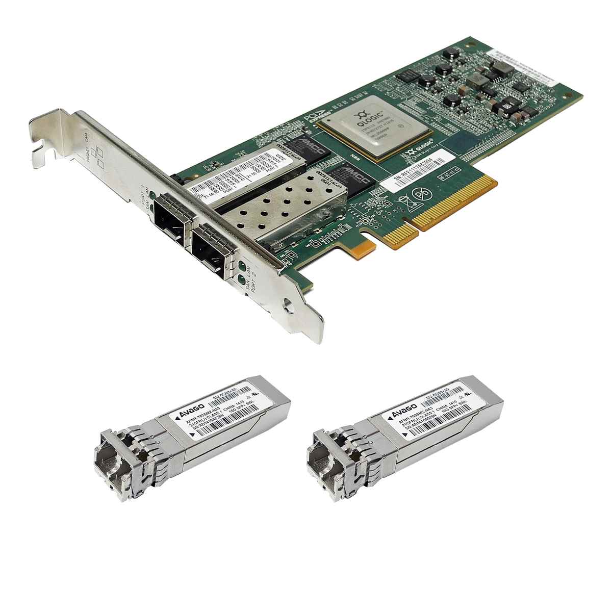 QLogic QLE8152 FC Dual-Port 10Gb SFP+ PCIe x8 CNA 111-01006+A0 + 2x 10Gb SFP+ QLogic QLE8152 Dual-Port 10Gbps PCI-e Network Adapter 111-01006+A0 111-01007+A0 + 2 SFP 10GB